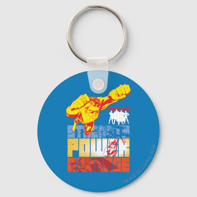 Justice League Strength. Power. Courage. Character Key Ring (Front)