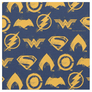 Justice League   Stylised Team Symbols Lineup Fabric