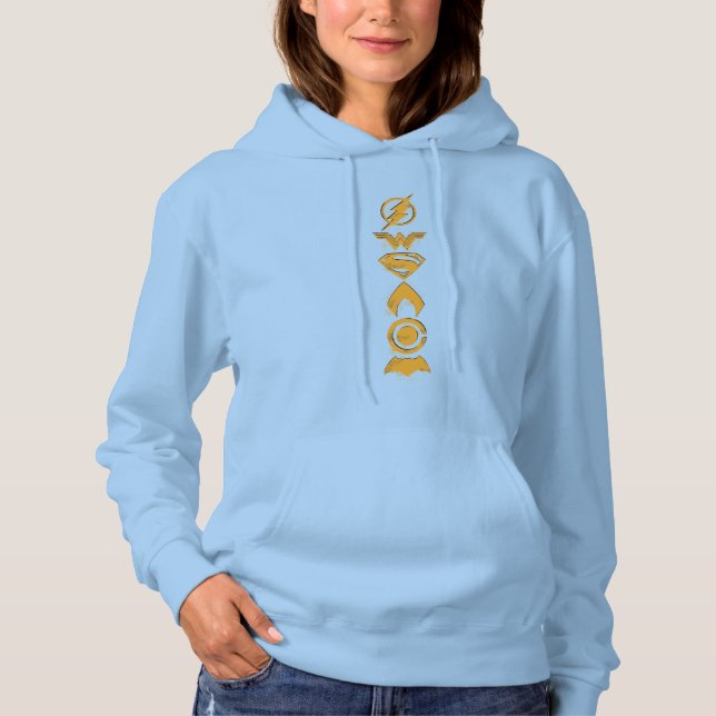 Justice League | Stylised Team Symbols Lineup Hoodie (Front)