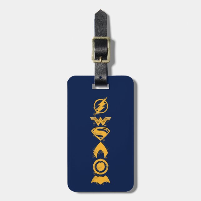 Justice League | Stylised Team Symbols Lineup Luggage Tag (Front Vertical)