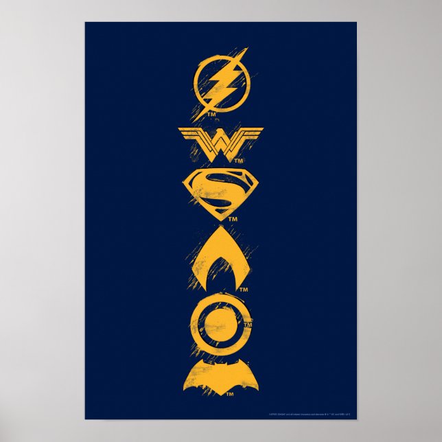 Justice League | Stylised Team Symbols Lineup Poster (Front)