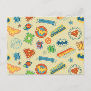Justice League Super Hero Badge Pattern Postcard