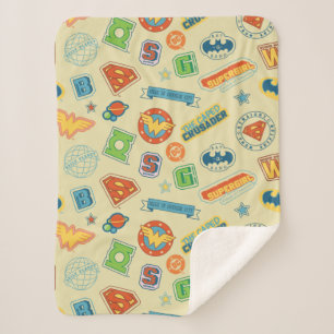 Justice League Super Hero Badge Pattern Sherpa Blanket