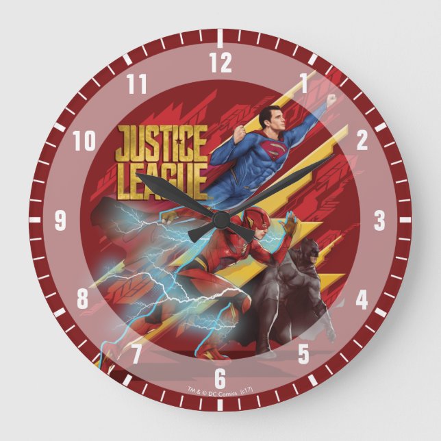 Justice League | Superman, Flash, & Batman Badge Large Clock (Front)