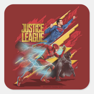 Justice League   Superman, Flash, & Batman Badge Square Sticker
