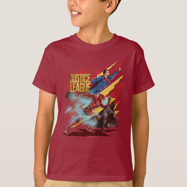 Justice League | Superman, Flash, & Batman Badge T-Shirt (Front)