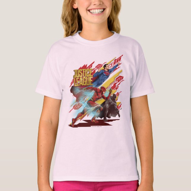 Justice League | Superman, Flash, & Batman Badge T-Shirt (Front)