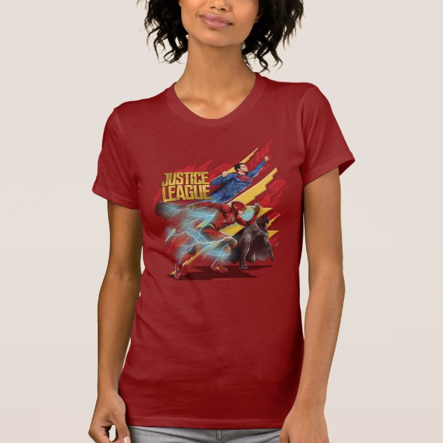Justice League | Superman, Flash, & Batman Badge T-Shirt (Front)