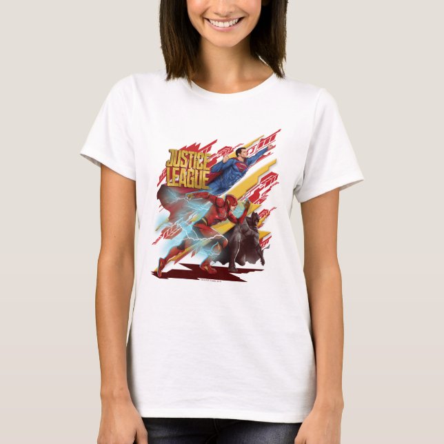 Justice League | Superman, Flash, & Batman Badge T-Shirt (Front)