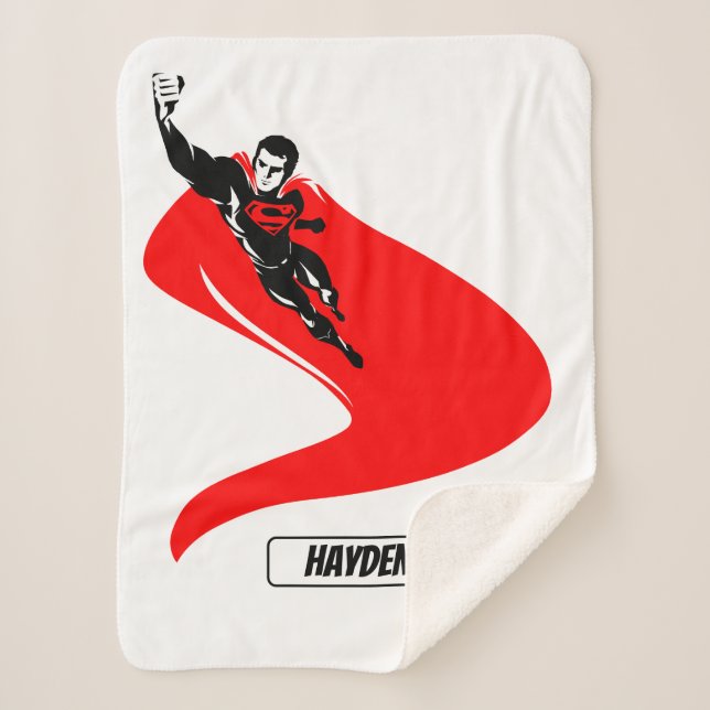 Justice League | Superman Flying Noir Pop Art Sherpa Blanket (Front)