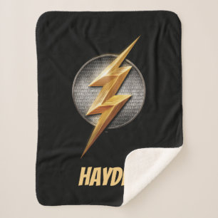 Justice League The Flash Metallic Bolt Symbol Sherpa Blanket