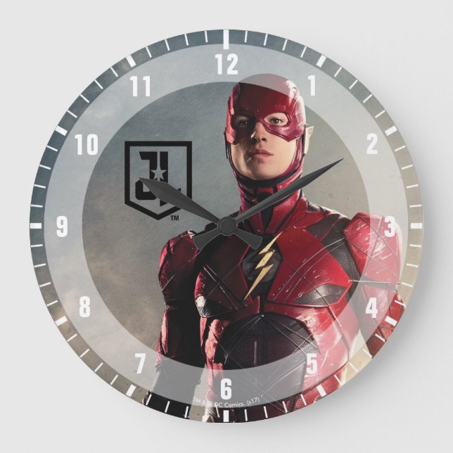 Justice League | The Flash On Battlefield Large Clock (Front)