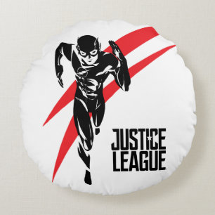 Justice League   The Flash Running Noir Pop Art Round Cushion