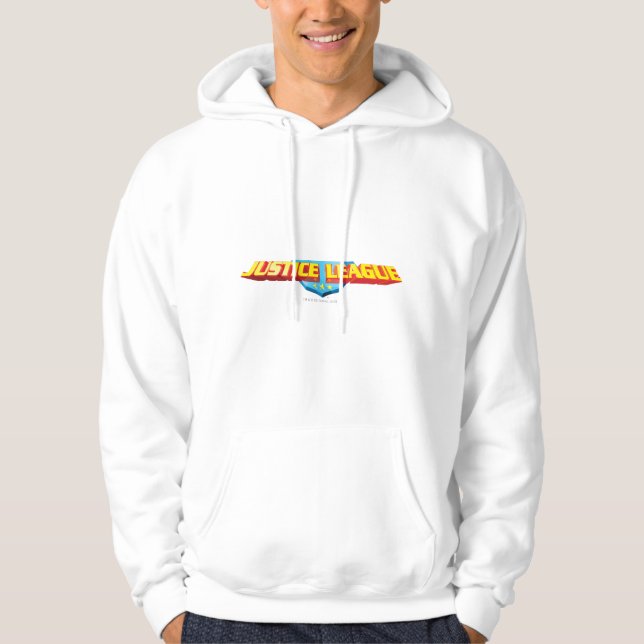 Justice League Thin Name and Shield Logo Hoodie (Front)