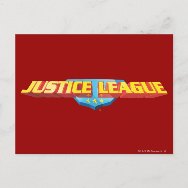 Justice League Thin Name and Shield Logo Postcard (Front)