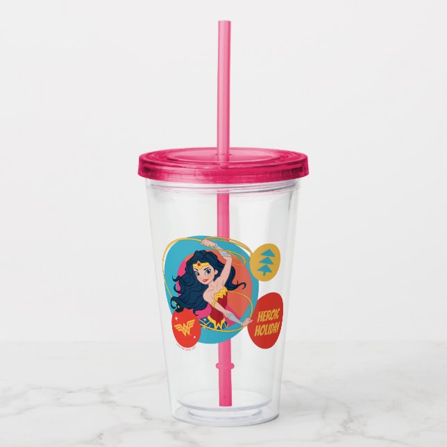 Justice League Wonder Woman Holiday Bauble Acrylic Tumbler (Front)