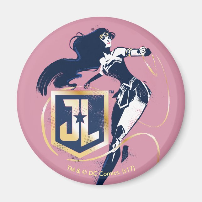 Justice League | Wonder Woman & JL Icon Pop Art Magnet (Front)