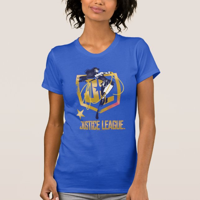 Justice League | Wonder Woman JL Logo Pop Art T-Shirt (Front)