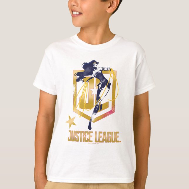 Justice League | Wonder Woman JL Logo Pop Art T-Shirt (Front)