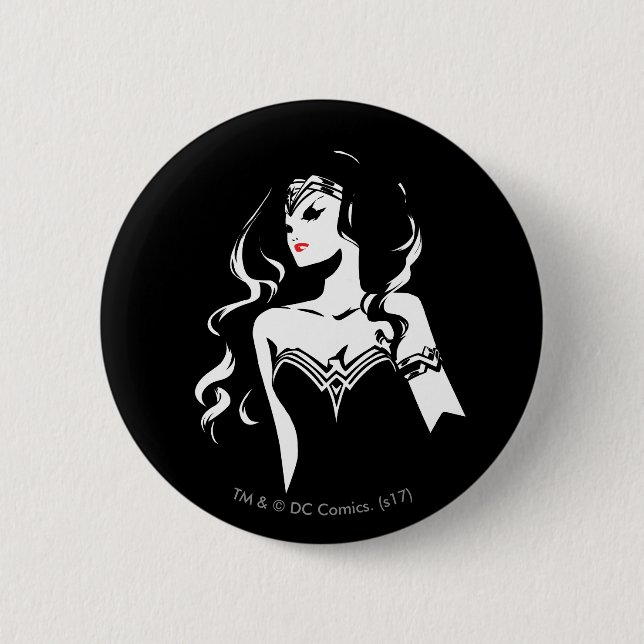 Justice League | Wonder Woman Noir Pop Art 6 Cm Round Badge (Front)