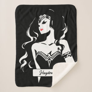 Justice League Wonder Woman Noir Pop Art Sherpa Blanket