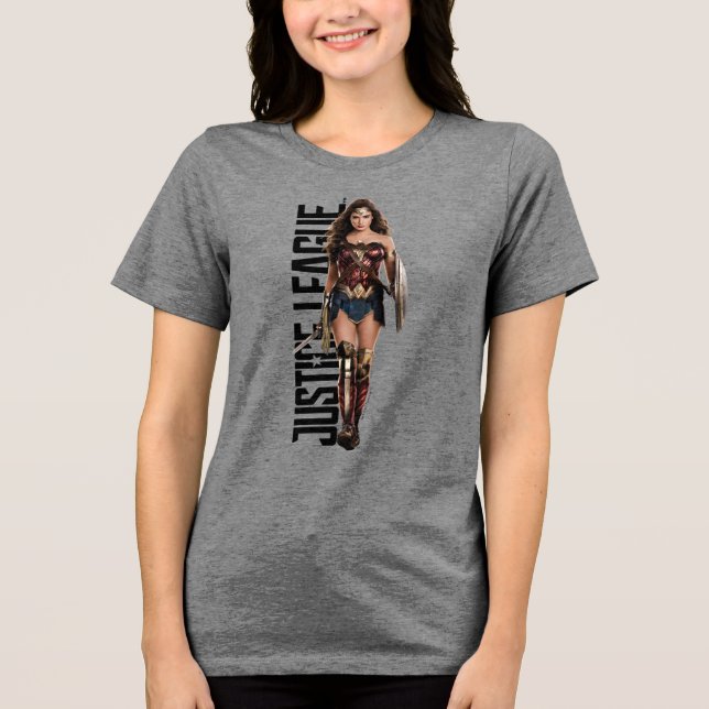 Justice League | Wonder Woman On Battlefield Tri-Blend Shirt (Front)