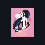 Justice League | Wonder Woman Profile Pop Art Canvas Print<br><div class="desc">Check out Justice League's Wonder Woman, painted here in a classic high contrast noir style with halftone dots scattered throughout. Wonder Woman turns to the side, holding her Lasso of Truth, coming out of a large pink disc with the Justice League logo at the end of her long flowing hair....</div>