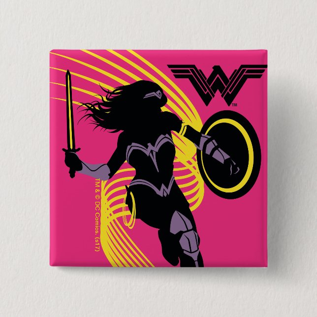 Justice League | Wonder Woman Silhouette Icon 15 Cm Square Badge (Front)