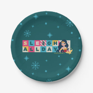 Justice League Wonder Woman "Sleigh All Day" Paper Plate