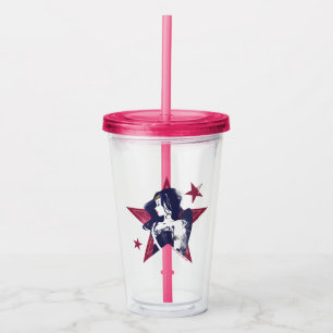 Justice League   Wonder Woman & Stars Pop Art Acrylic Tumbler