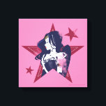 Justice League | Wonder Woman & Stars Pop Art Canvas Print<br><div class="desc">Check out Justice League's Wonder Woman drawn in high contrast noir style,  turned and facing to the left inside of a red star. This graphic is accented with halftone dots to give it a nostalgic comic book feel.</div>