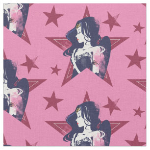 Justice League Wonder Woman & Stars Pop Art Fabric