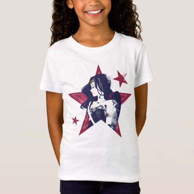 Justice League | Wonder Woman & Stars Pop Art T-Shirt (Front)