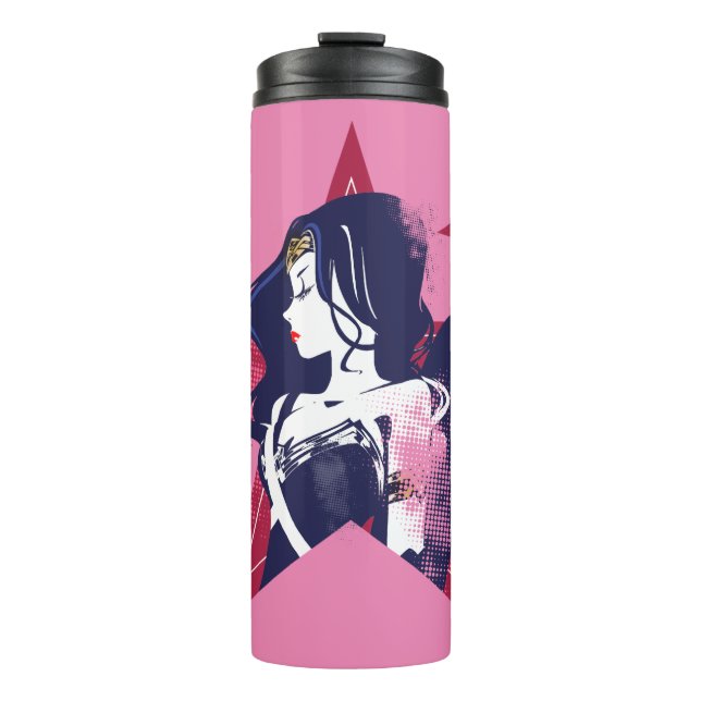 Justice League | Wonder Woman & Stars Pop Art Thermal Tumbler (Front)