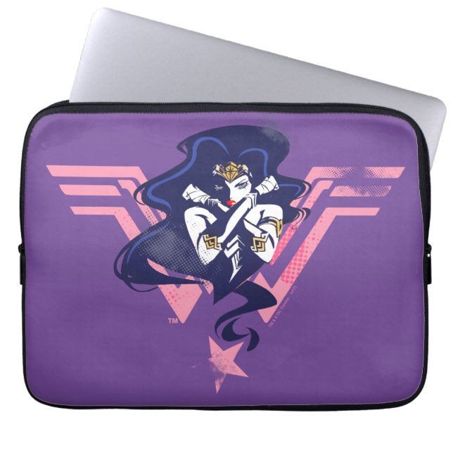 Justice League | Wonder Woman & Symbol Pop Art Laptop Sleeve (Front)