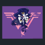Justice League | Wonder Woman & Symbol Pop Art Poster<br><div class="desc">Check out Justice League's Wonder Woman posed with her arms crossed, placed on top of her pink Wonder Woman logo. This high contrast noir graphic is accented with halftone dots to give it a nostalgic comic book feel.</div>