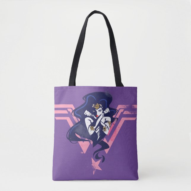 Justice League | Wonder Woman & Symbol Pop Art Tote Bag (Front)