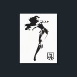 Justice League | Wonder Woman With Lasso Pop Art Canvas Print<br><div class="desc">Check out this stylised drawing of Justice League's Wonder Woman with her lasso. This black and white silhouette pose is offset by her iconic red lipstick and gold lasso.</div>