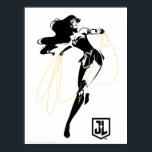 Justice League | Wonder Woman With Lasso Pop Art Poster<br><div class="desc">Check out this stylized drawing of Justice League's Wonder Woman with her lasso. This black and white silhouette pose is offset by her iconic red lipstick and gold lasso.</div>