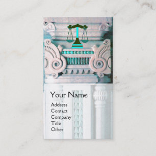 JUSTICE LEGAL OFFICE,ATTORNEY Monogram Blue White Business Card