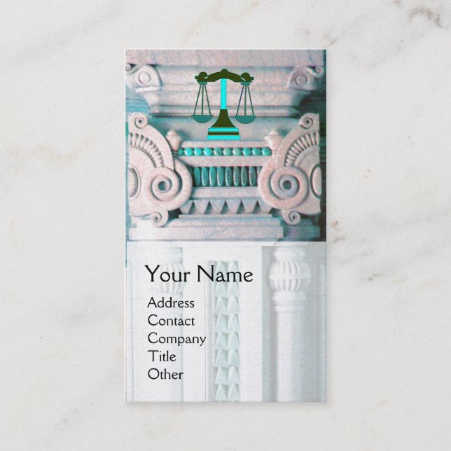 JUSTICE LEGAL OFFICE,ATTORNEY Monogram Pearl Paper Business Card (Front)