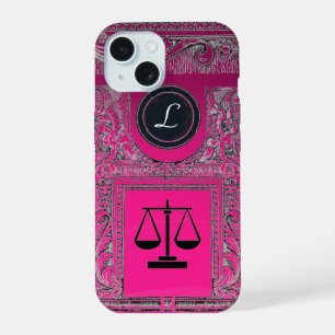 JUSTICE LEGAL OFFICE, ATTORNEY Monogram Pink iPhone 15 Case