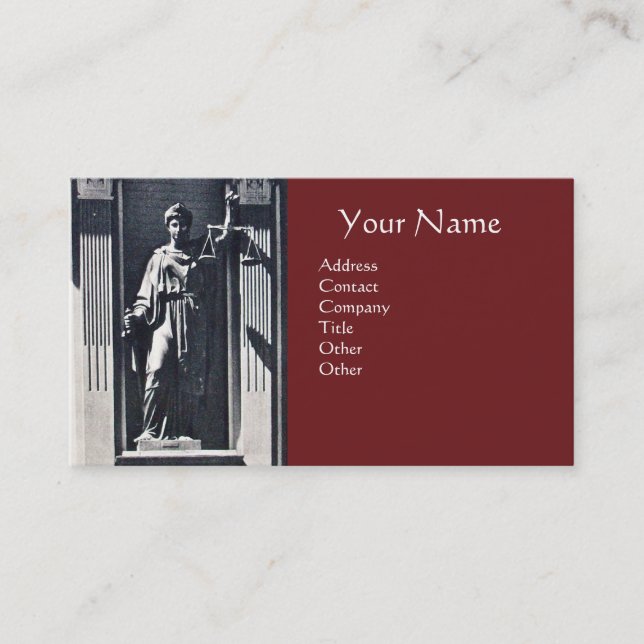 JUSTICE LEGAL OFFICE,ATTORNEY Red Ruby Monogram Business Card (Front)