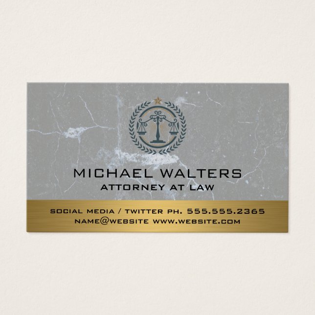 Justice Logo | Marble and Gold Background  (Front)