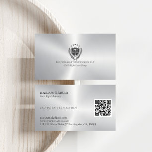 Justice Logo Metallic Silver Background Business Card