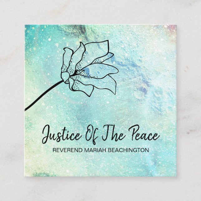 *~* JUSTICE OF THE PEACE - Flower Moon Craters Square Business Card (Front)