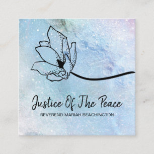*~* JUSTICE OF THE PEACE  Moon Crater Floral Blue Square Business Card