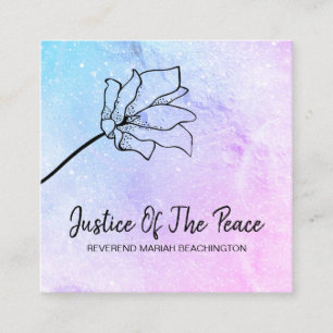 *~* JUSTICE OF THE PEACE Moon Crater Flower Square Business Card