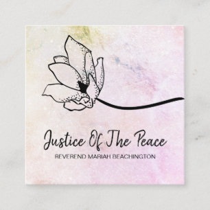 *~* JUSTICE OF THE PEACE Moon Crater Peach Pink Square Business Card