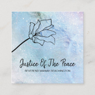 *~* JUSTICE OF THE PEACE - Moon Craters Flower Square Business Card
